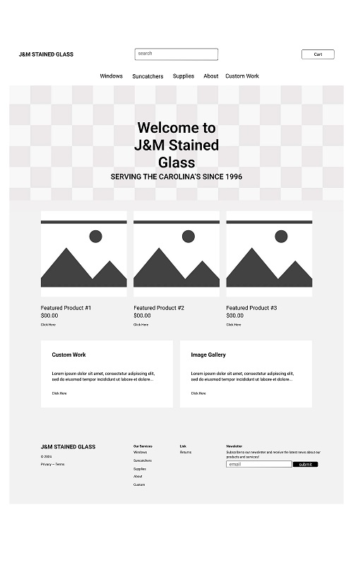 Screenshot of website prototype