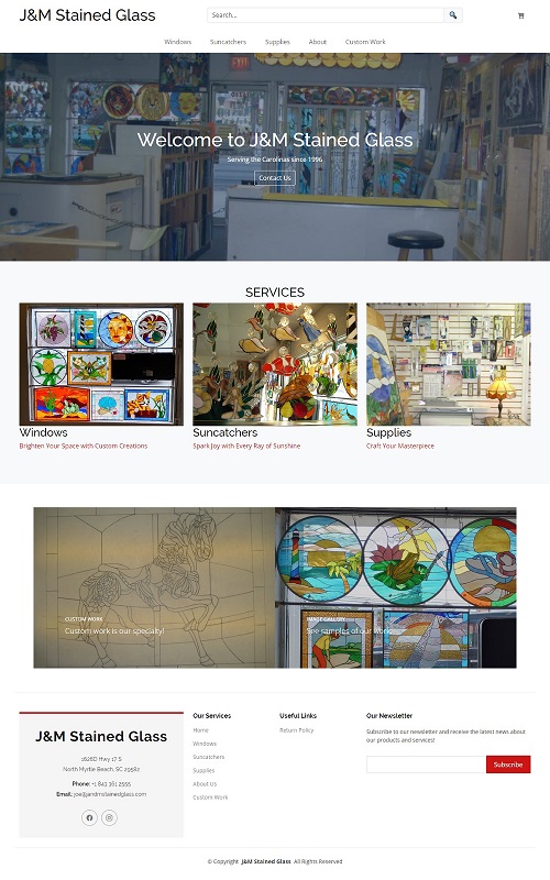 Screenshot of finished website